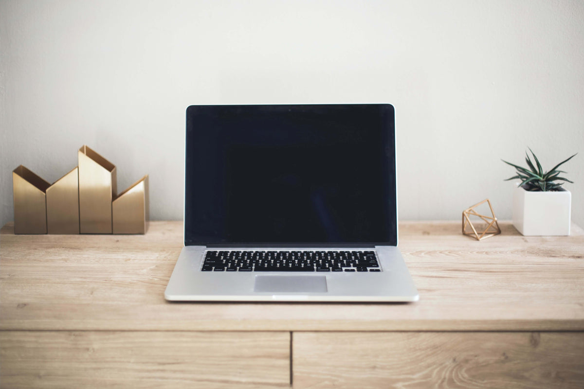 laptop open on table