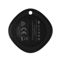 black hyper locator close up of back showing product information