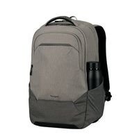 Targus grey laptop backpack with waterbottle in side pocket