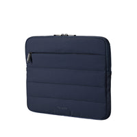 Navy blue laptop sleeve with 'Targus' branding on a white background