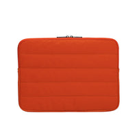 Orange laptop sleeve with a zipper on a white background