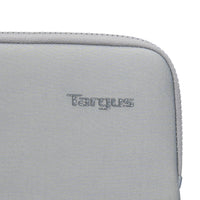 Gray Targus laptop sleeve with brand logo on a white background