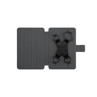 Black phone holder with stand on a white background