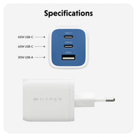 HyperJuice Flex 65W GaN Charger - Blue (EU)