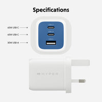 HyperJuice Flex 65W GaN Charger - Blue (EU)