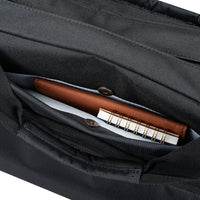 black targus laptop briefcase close up pocket on white background