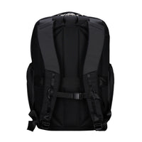 Black backpack on a white background