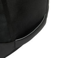 black backpack with reflective detail