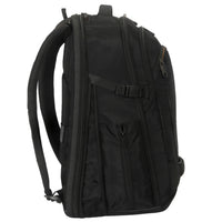 Black backpack on a white background