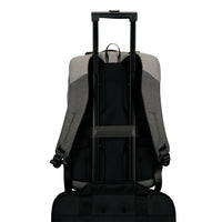 Targus laptop backpack on luggage trolley