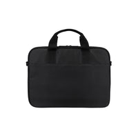 A black soft-sided laptop sleeve with dual top carry handles, shown from the front on a plain white background.