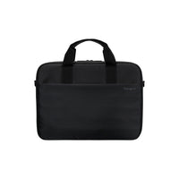 Black laptop bag with handle on a white background
