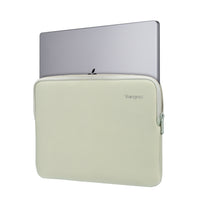 Light green laptop sleeve with 'Targus' branding on a white background