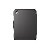 A dark gray protective tablet case with a foldable cover design, shown from the back on a solid white background. The brand name 'Targus' is subtly printed vertically on the right side.