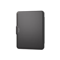 A matte black rectangular cardholder wallet with rounded corners and a small side tab, shown on a plain white background. The brand name 'Targus' is printed vertically in white on the side.