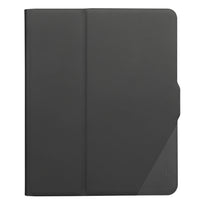 A dark gray folio-style tablet case shown closed on a plain white background, with a subtle diagonal accent panel in the lower right corner.