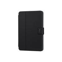Black tablet case with a strap on a white background
