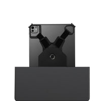 Black phone case with a unique design on a white background