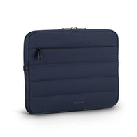 Navy blue laptop sleeve with Targus branding on a white background