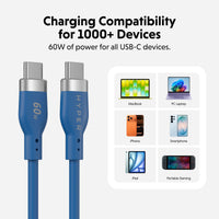 HyperJuice Flex USB-C Silicone Charging Cable - Blue