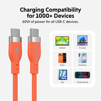 HyperJuice Flex USB-C Silicone Charging Cable - Orange