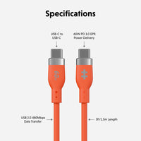 HyperJuice Flex USB-C Silicone Charging Cable - Orange