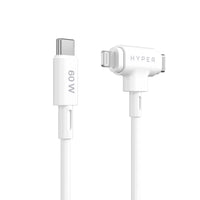 Hyper Cables & Adapters HyperJuice USB-C and Lightning Hybrid Silicone Cable (1.5m/5ft) - White HJ4010WHGL 6941921149376