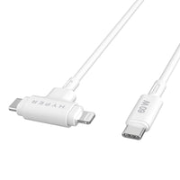 Hyper Cables & Adapters HyperJuice USB-C and Lightning Hybrid Silicone Cable (1.5m/5ft) - White HJ4010WHGL 6941921149376