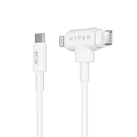 Hyper Cables & Adapters HyperJuice USB-C and Lightning Hybrid Silicone Cable (1.5m/5ft) - White HJ4010WHGL 6941921149376