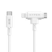 Hyper Cables & Adapters HyperJuice USB-C and Lightning Hybrid Silicone Cable (1.5m/5ft) - White HJ4010WHGL 6941921149376