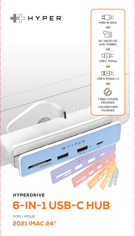 Hyper USB Hubs HyperDrive 6-in-1 USB-C Hub for iMac 24