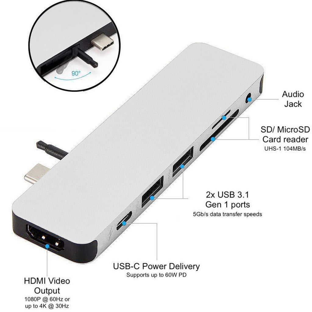 Hyper USB Hubs HyperDrive SOLO 7-in-1 USB-C Hub - Silver GN21D-SILVER 6941921144975