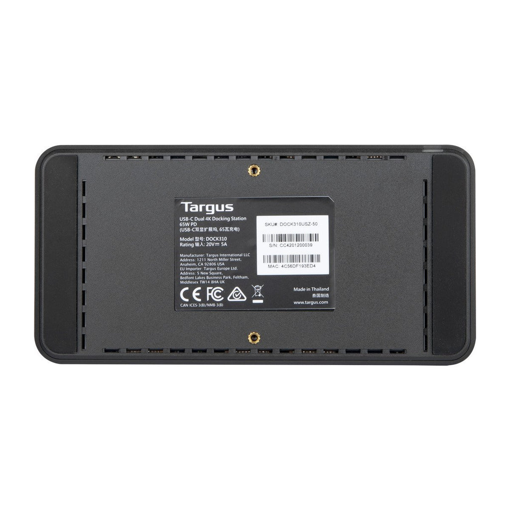Targus Docking Stations Universal USB-C DV4K Docking Station with 65W Power Delivery DOCK310EUZ 5051794030556