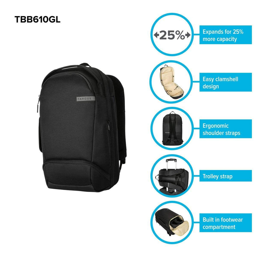 Targus Laptop Bags 15-16” Work+™ Compact 25L Daypack - Black TBB610GL 5051794033304